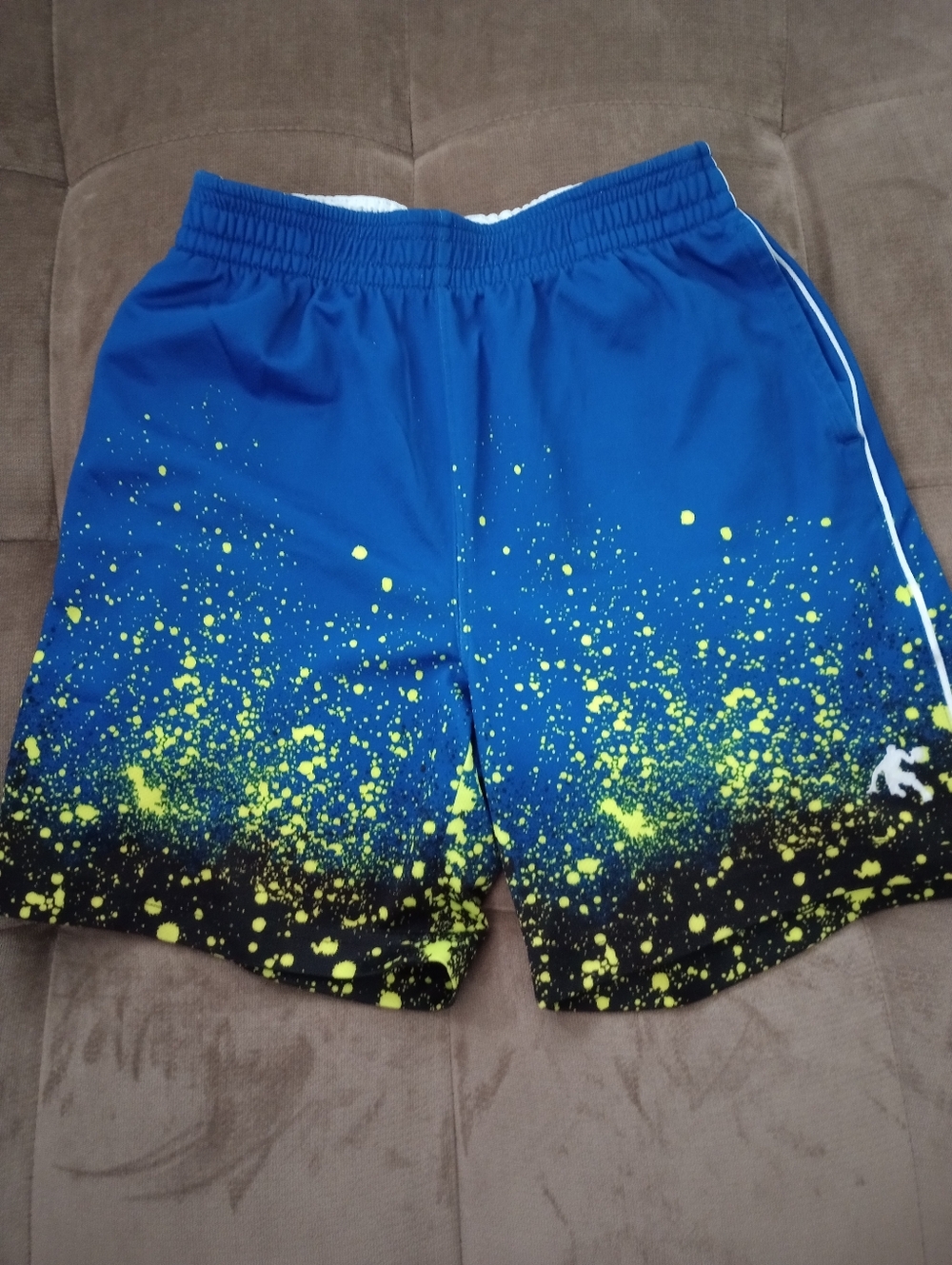 Kids - And1 Blue And Black Shorts W/Yellow Splatter